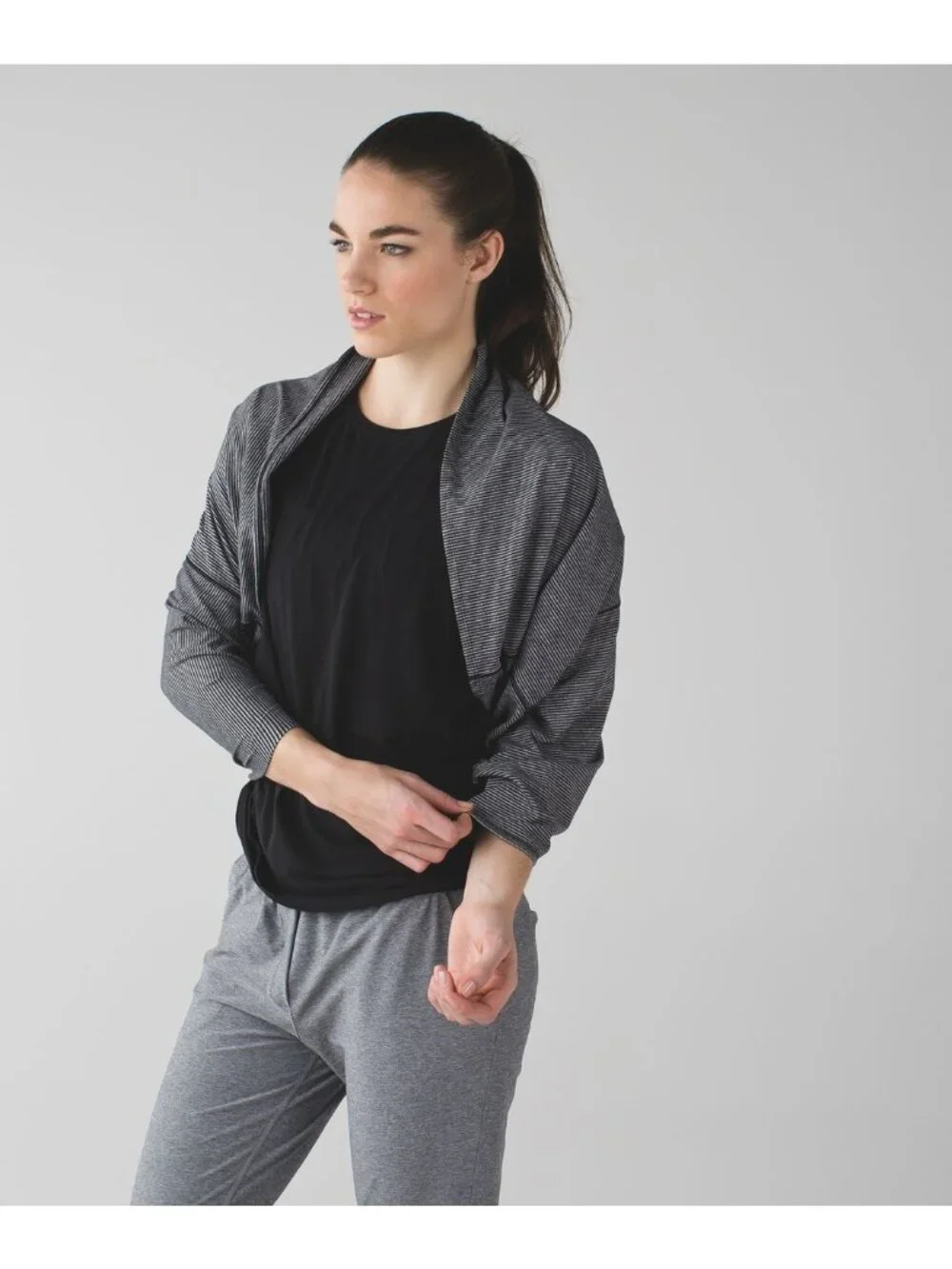 Lululemon Vinyasa Scarf OS Tonka Stripe Heathered Slate Black pattern (KK486)